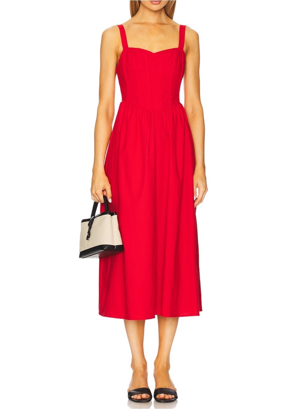ASTR the Label Structured Linen Dress in Red